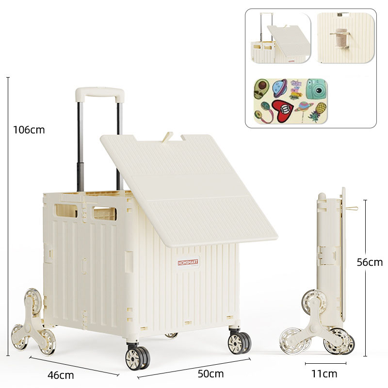 Large 8-wheel ladder cream white