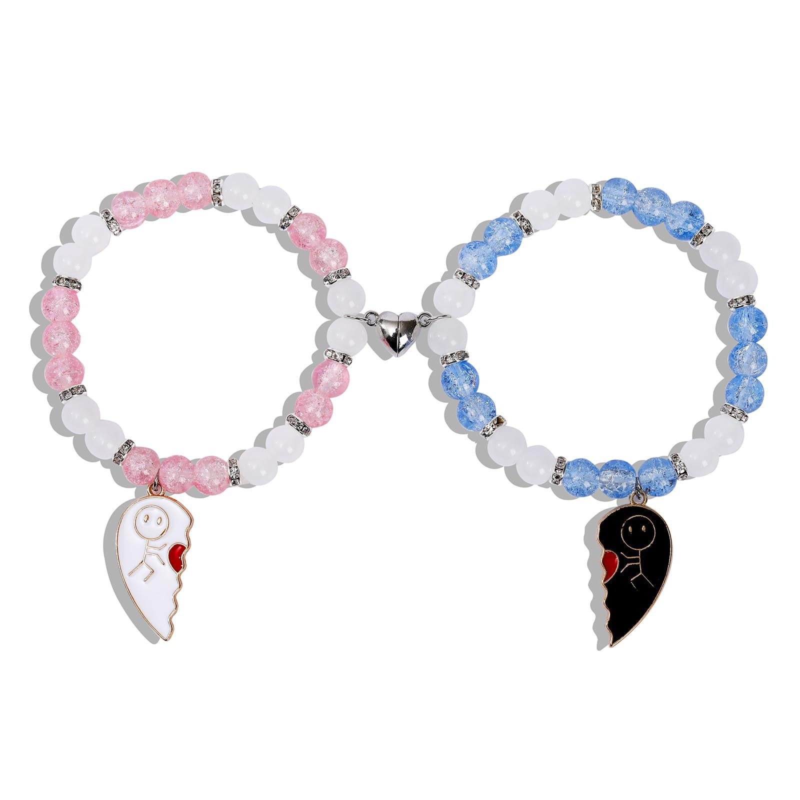 4:4 Black and white love rose quartz blue crystal