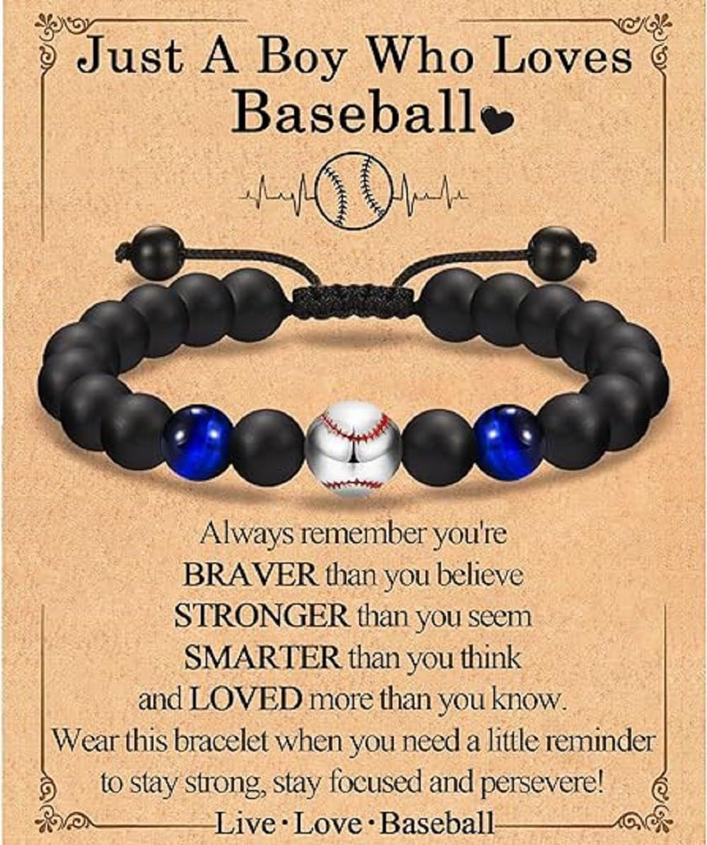 5:Baseball card blue tiger eye baseball bracelet