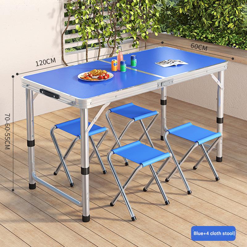 Round tube blue single table (Send 4 cloth stool and adjustable height)