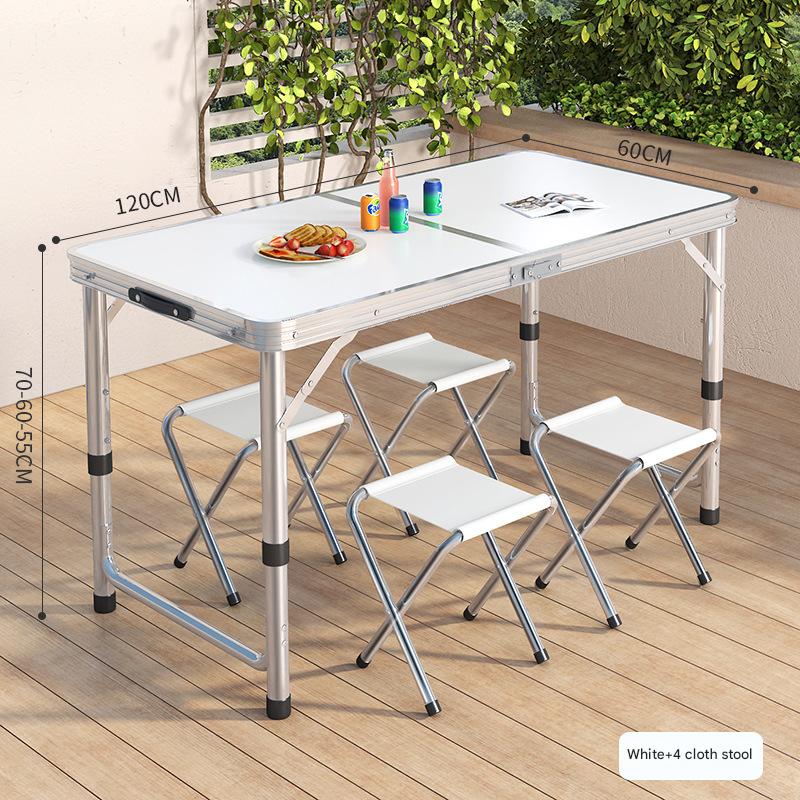 Round tube white single table (Send 4 cloth stool and adjustable height)