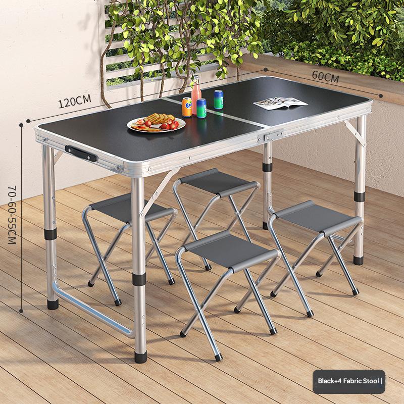 Round tube Black single table (Send 4 cloth stool and adjustable height)