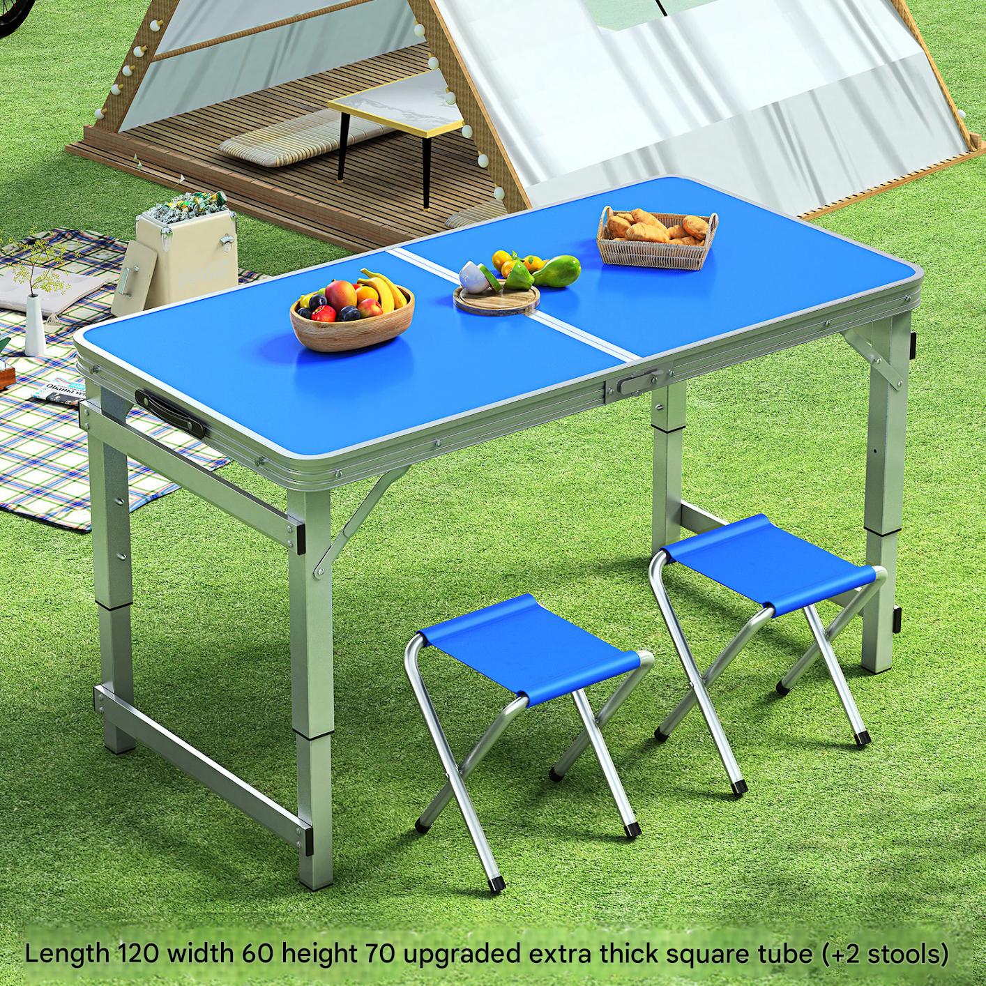 Bearing King   square tube blue single table ( 2 stools)