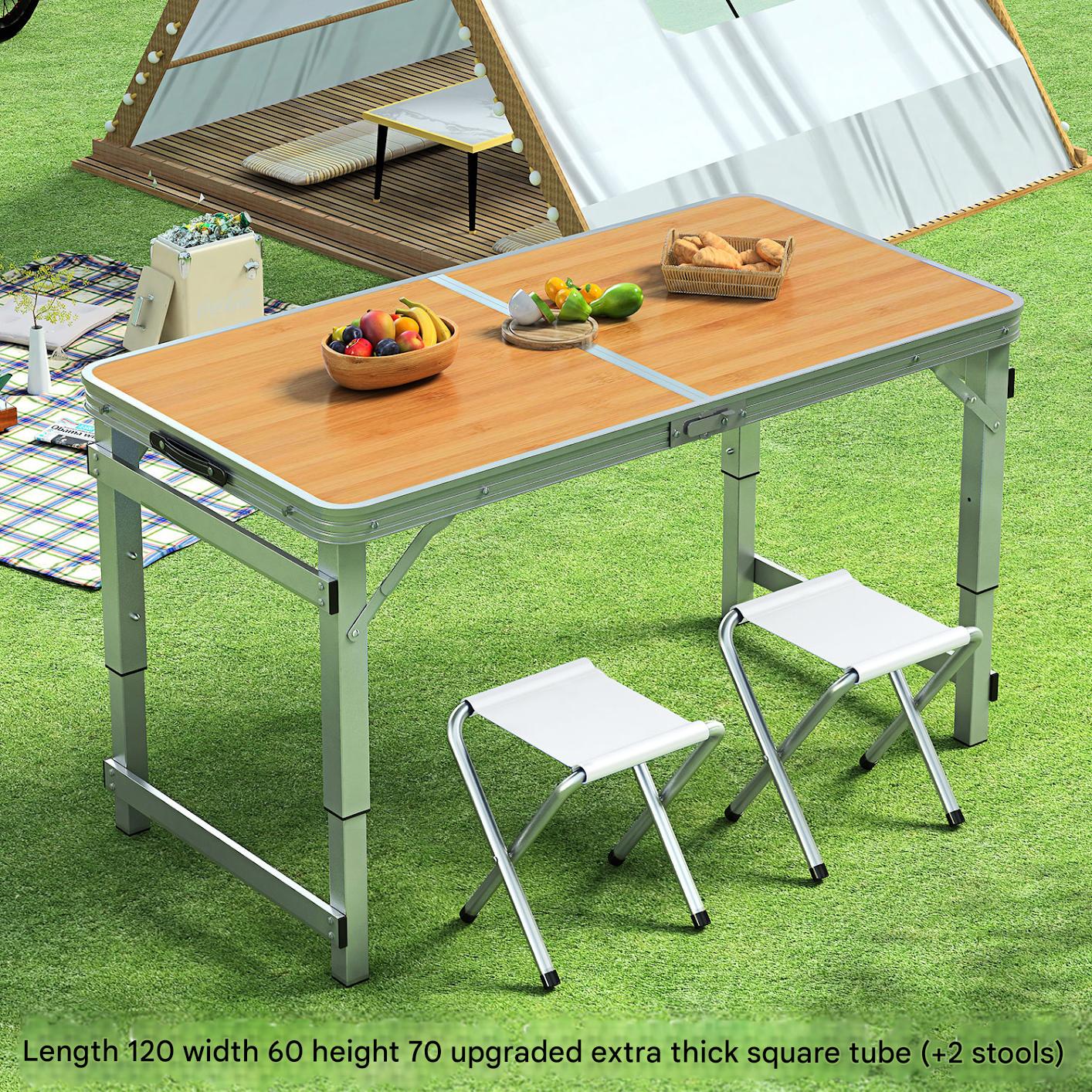 Load-bearing King   square tube walnut color single table ( 2 stools)