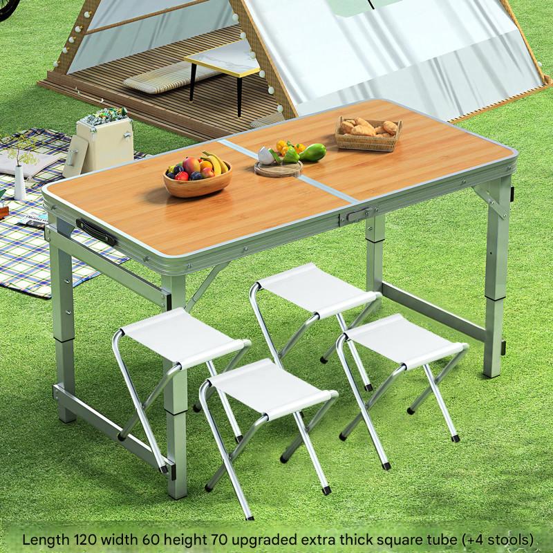 Load-bearing King   square tube walnut color single table ( 4 stools)