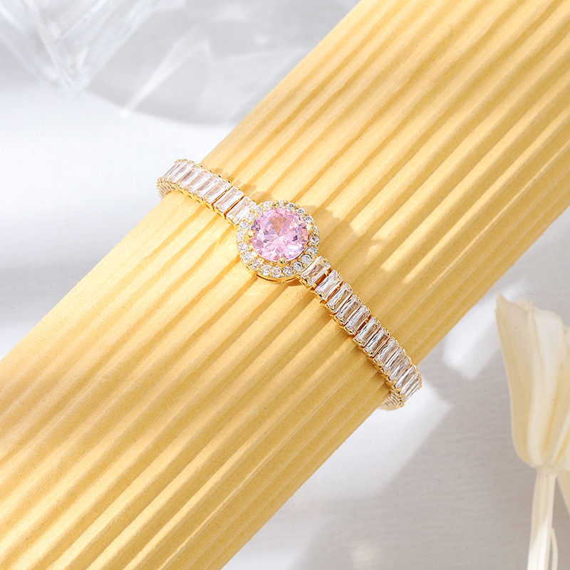 3:Bracelet Round Gold-Pink