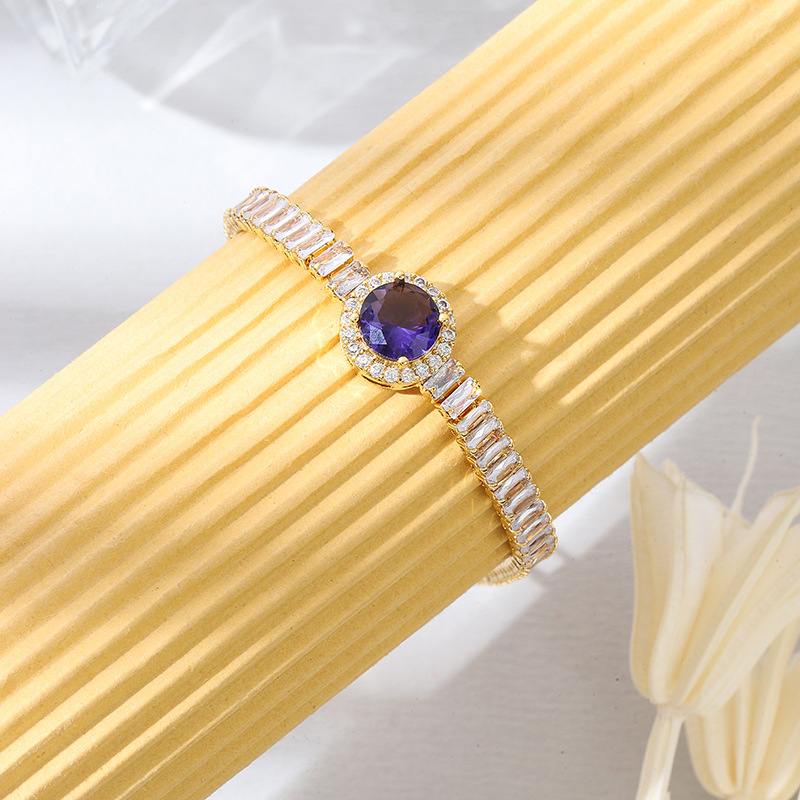 6:Bracelet Round Gold-Deep Purple