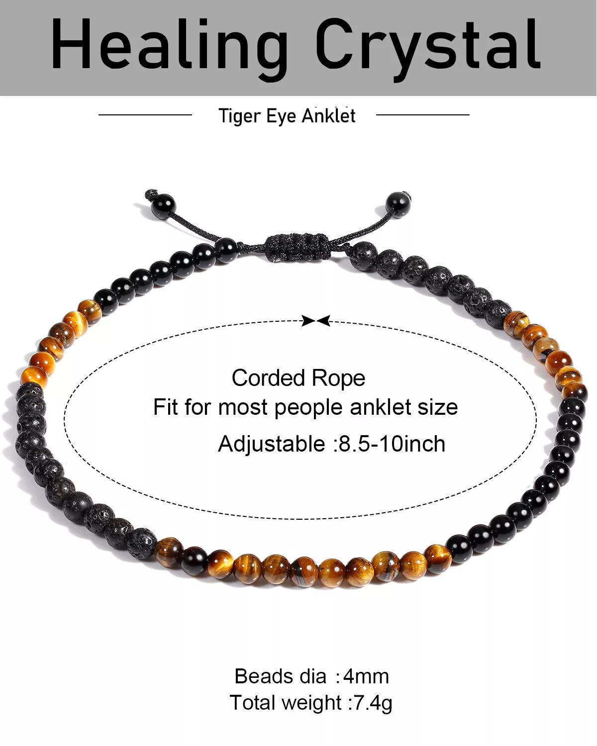 4:4mm tiger eye stone bracelet