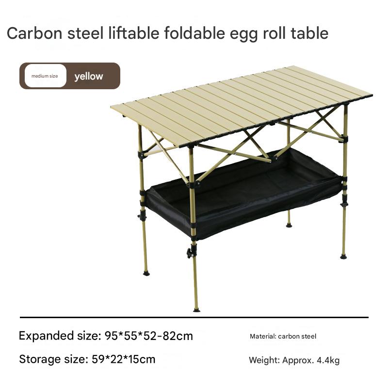 Beige 95 table and net bag [can be lifted]-reinforced table legs do not shake