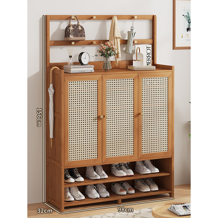 Plastic rattan door (double pole model) 3 doors 7 layers-a878