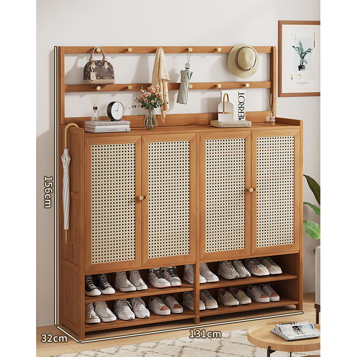 Plastic rattan door (double pole model) 4 doors 7 layers-a880