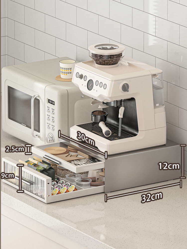 Double-layer small coffee machine rack [acrylic gray] and 4 dividers