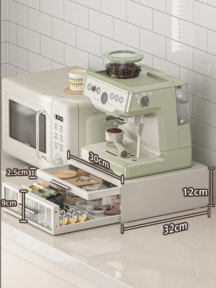 Double-layer small coffee machine rack [acrylic model all white] and 4 dividers