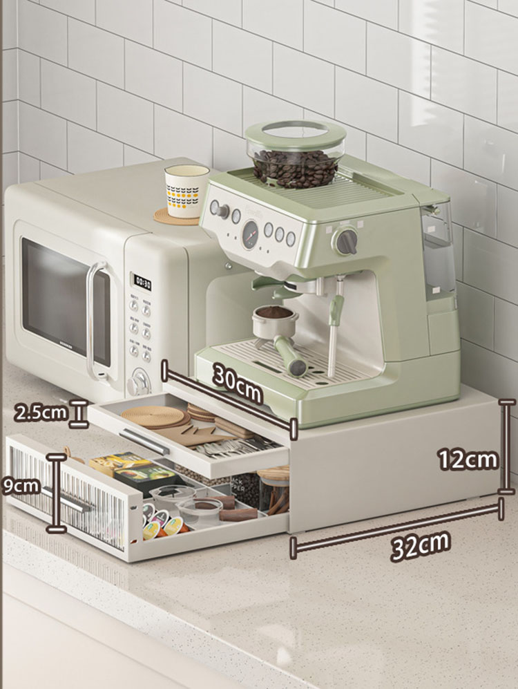 Double-layer small coffee machine rack [acrylic model all white] and 6 dividers