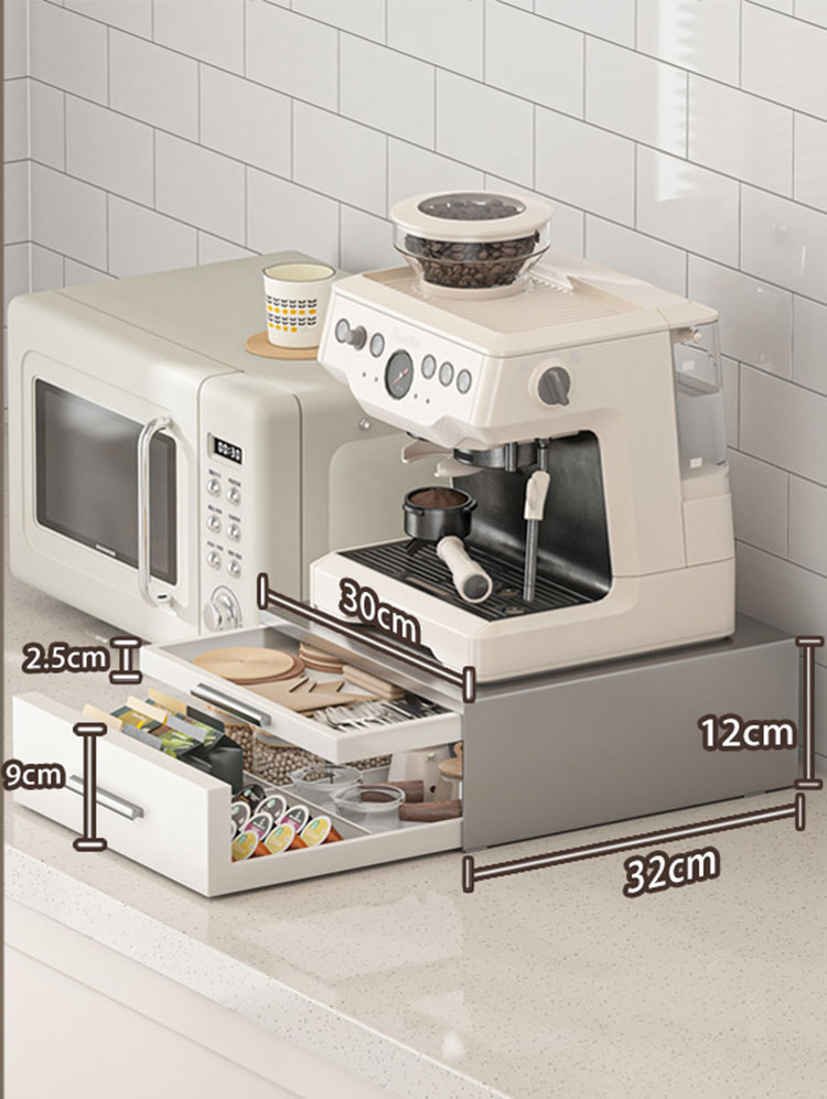 Double-layer small coffee machine rack [metal gray white] and 4 dividers