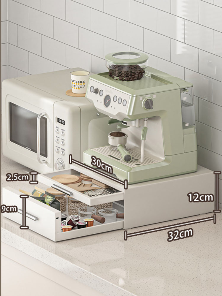 Double-layer small coffee machine rack [metal model all white]