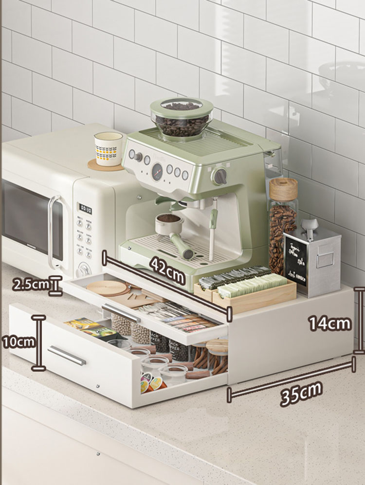 Double-layer large coffee machine rack [metal model all white]