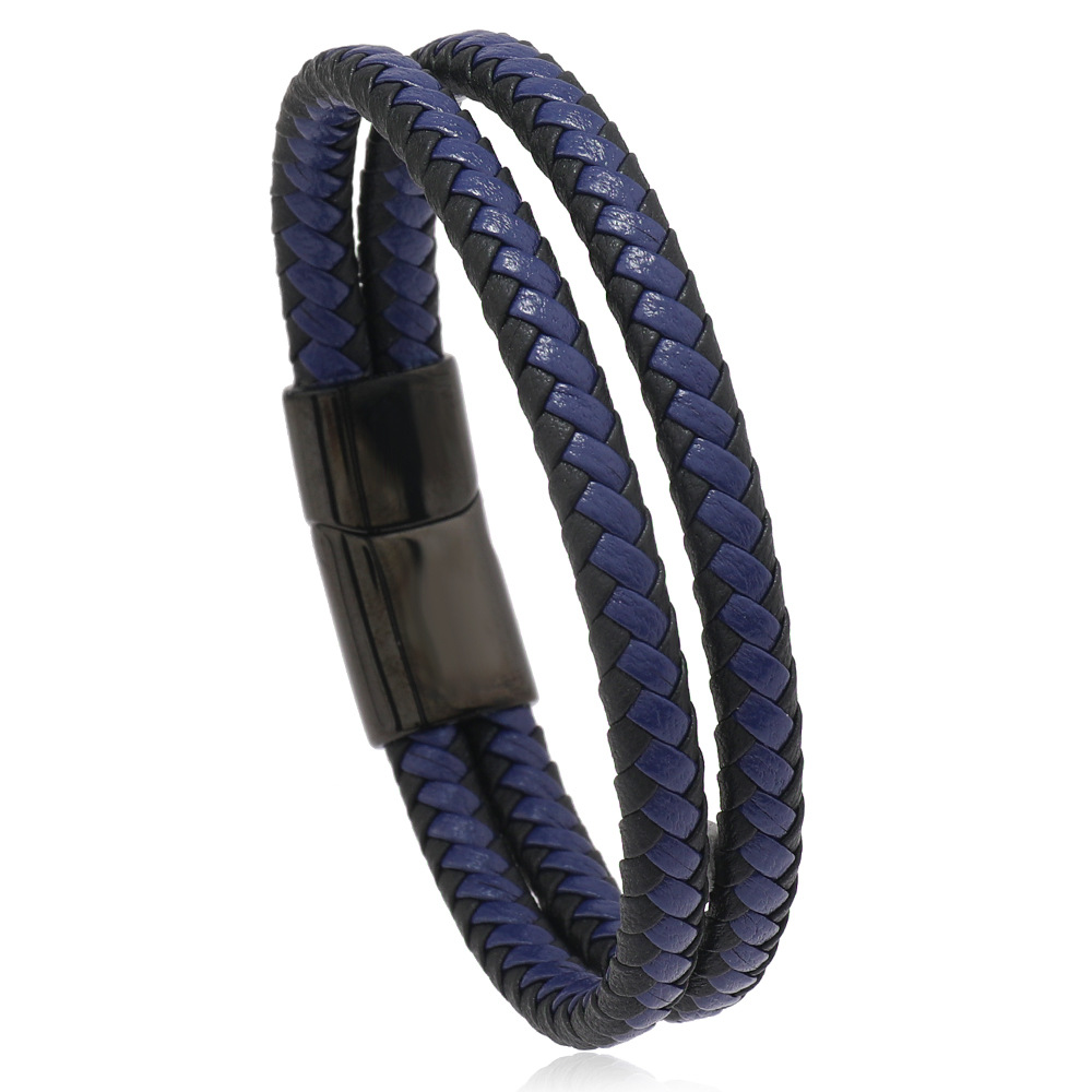 Black buckle blue leather 21CM