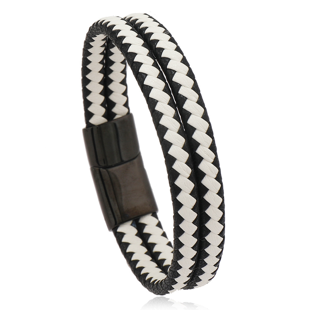 Black buckle white leather 19CM