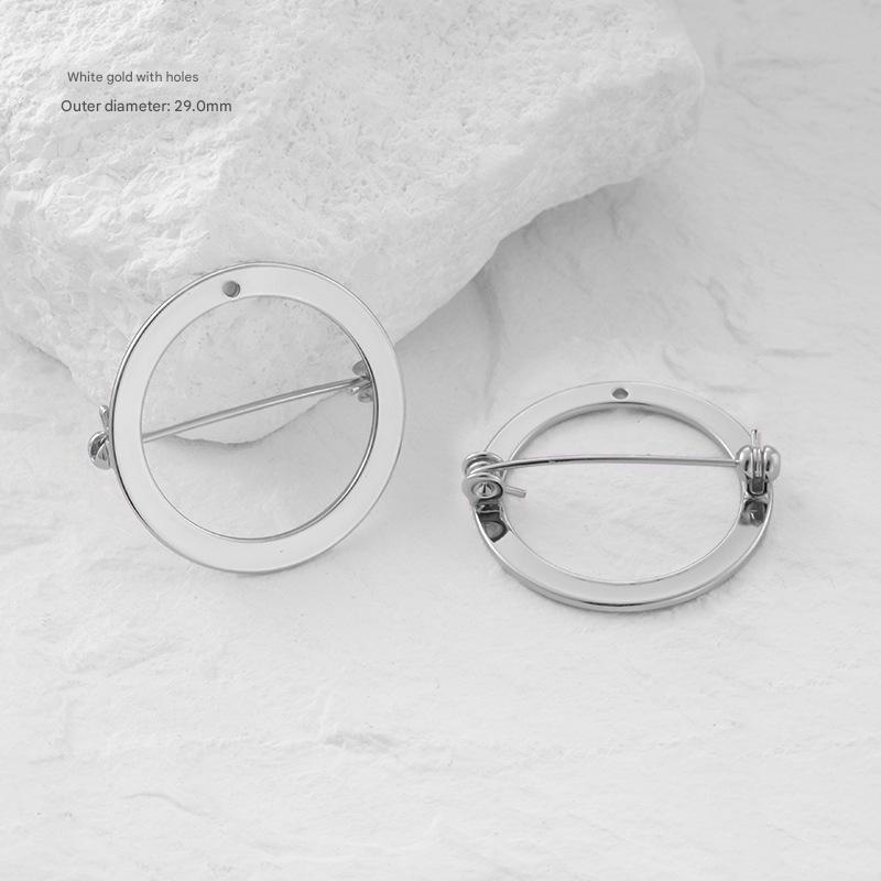 5:White gold ring brooch (with holes))-29mm [1 piece]/free shipping for orders over 29