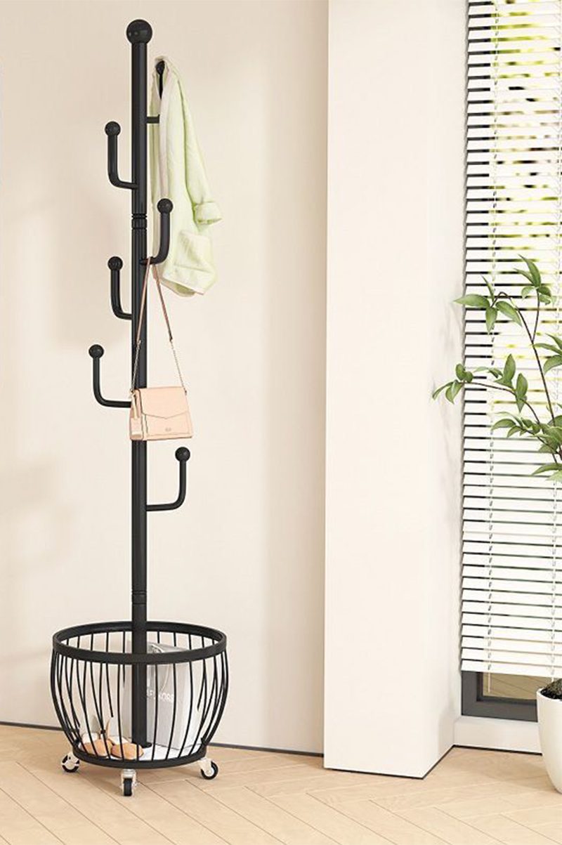 Fashion black-cactus 6 hook removable storage basket