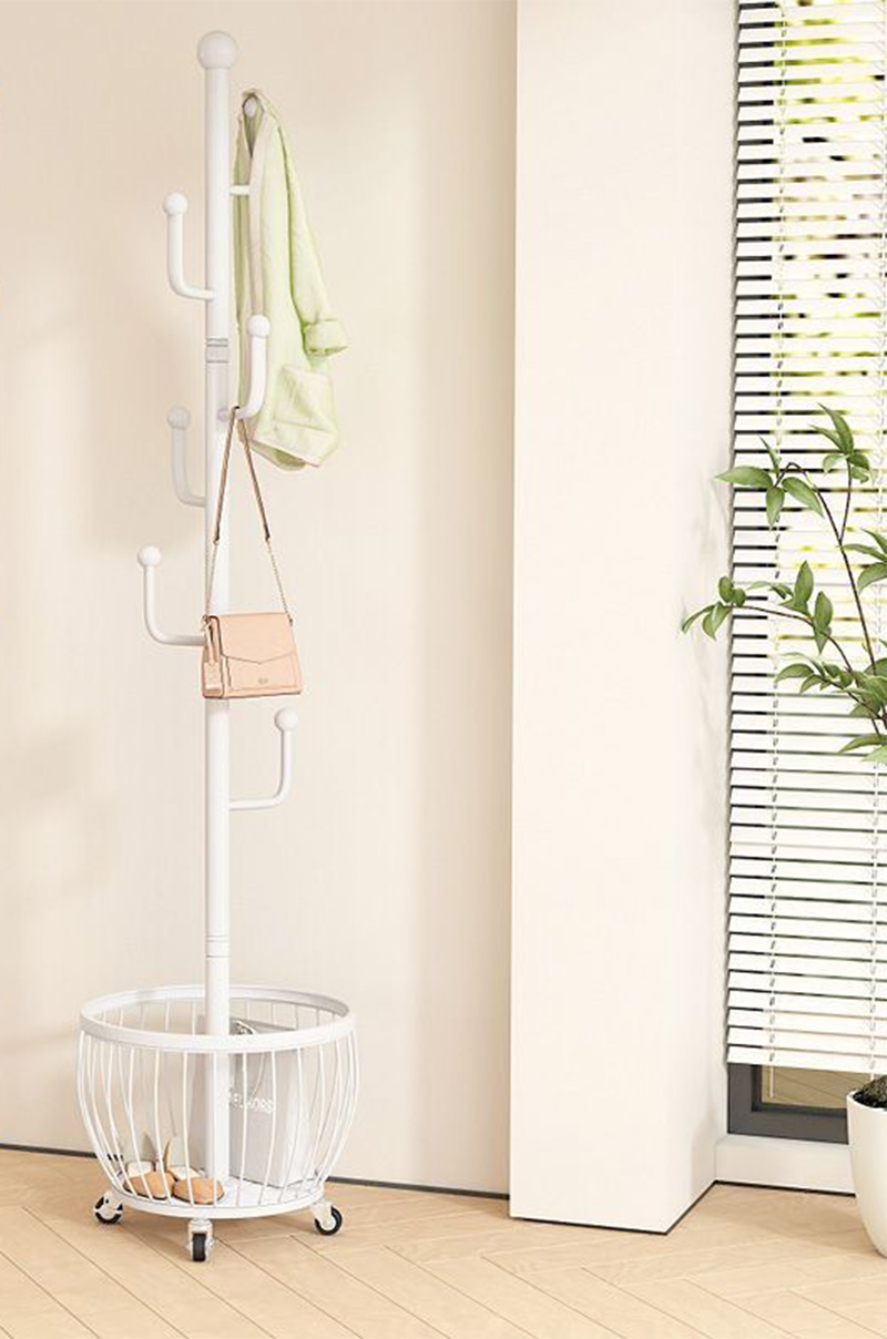 Simple white-cactus 6 hook removable storage basket