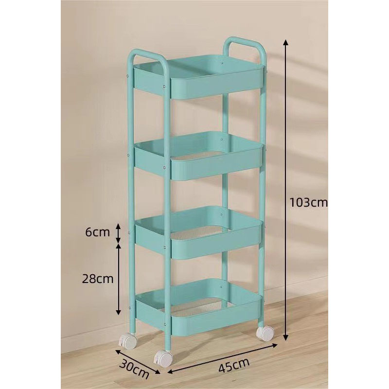 Four-tier upgraded Blue storage rack [Universal wheel]