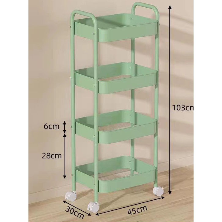 Four-tier upgraded Matcha Green Storage Rack [Universal Wheel]
