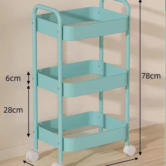 Three-tier upgraded Blue storage rack [Universal wheel]