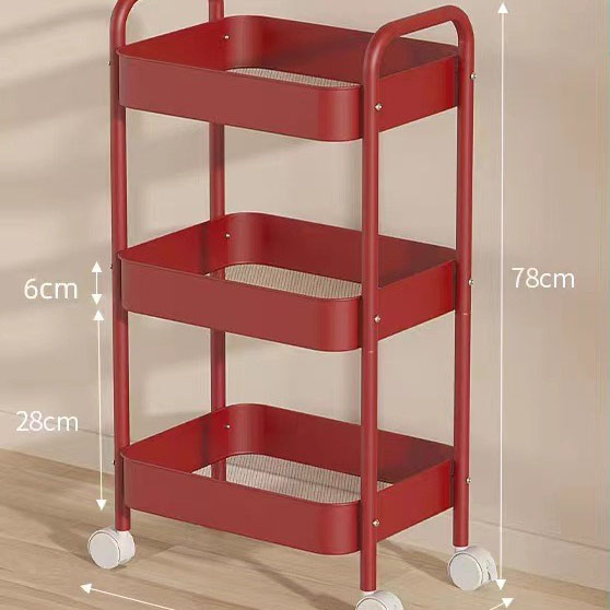 Three-layer upgraded Red storage rack [Universal wheel]