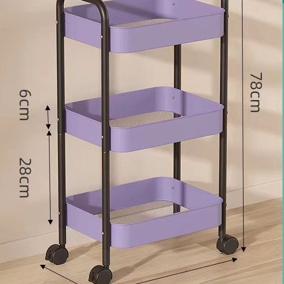 Three-tier upgrade Purple basket   Black rod [Universal Wheel]