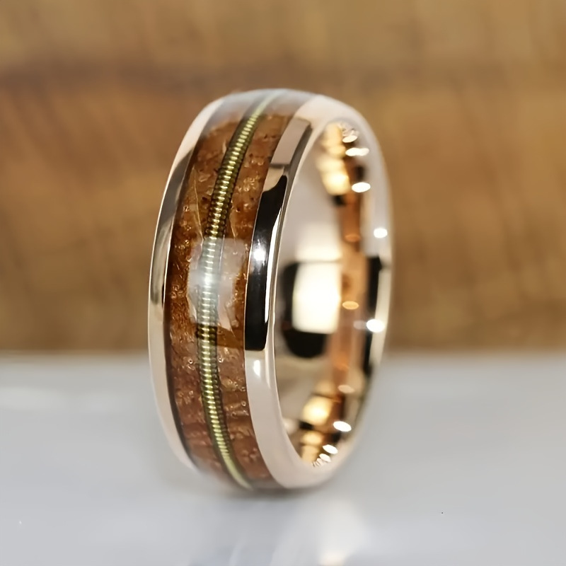 Rose gold 8mm steel wire stainless steel ring US S