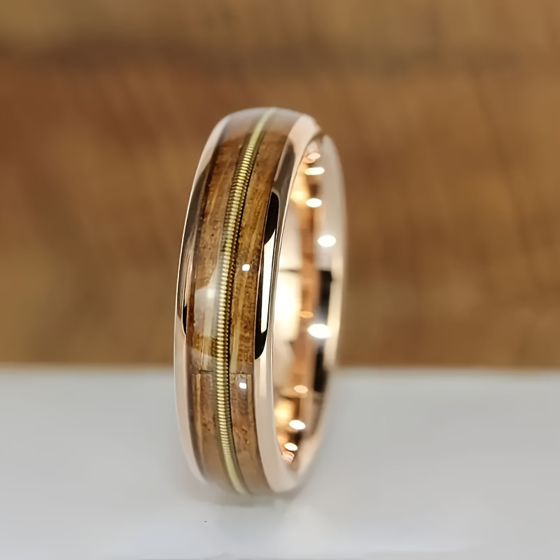 2:Rose gold 6mm steel wire stainless steel ring