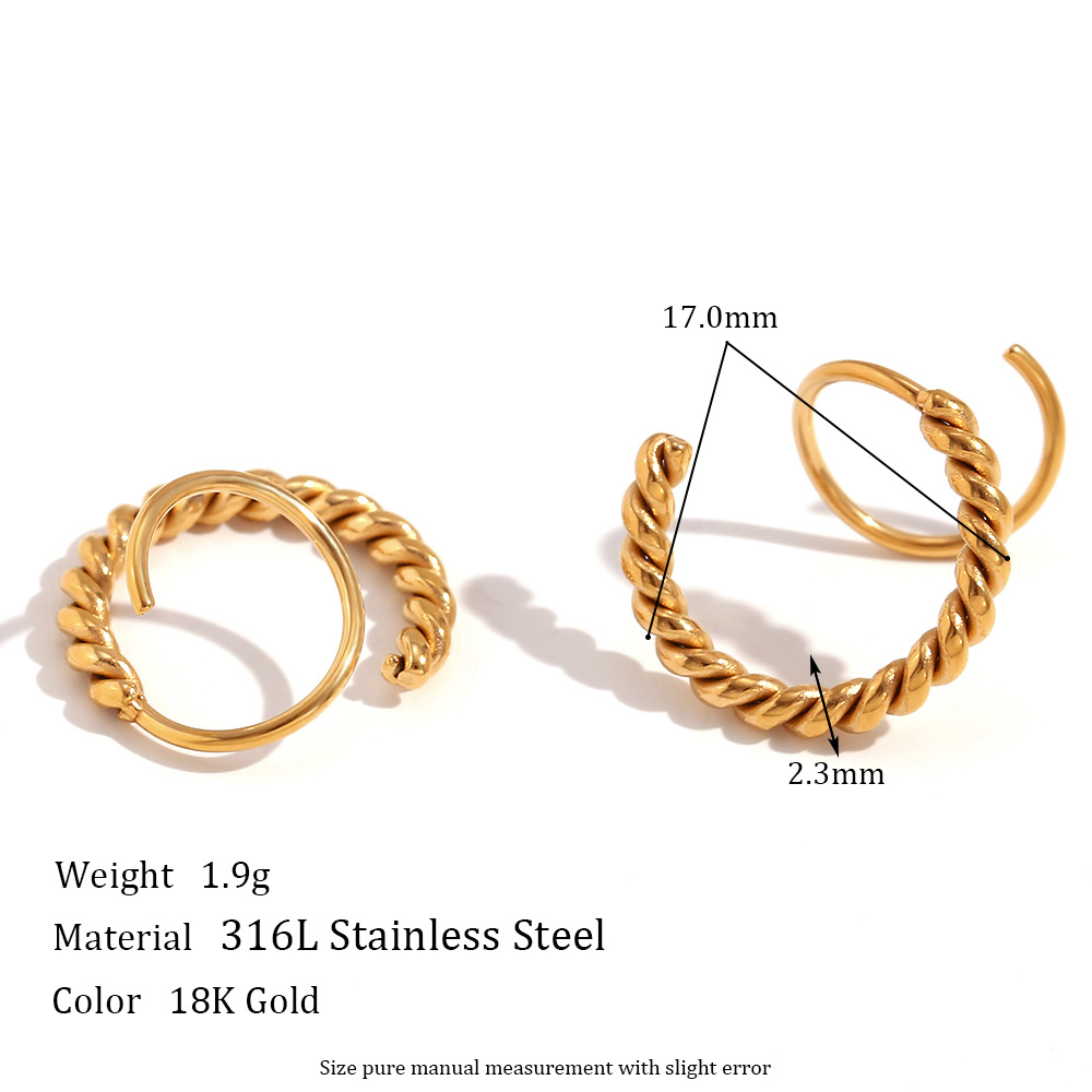 Stitching Twist Spiral Earrings-Gold