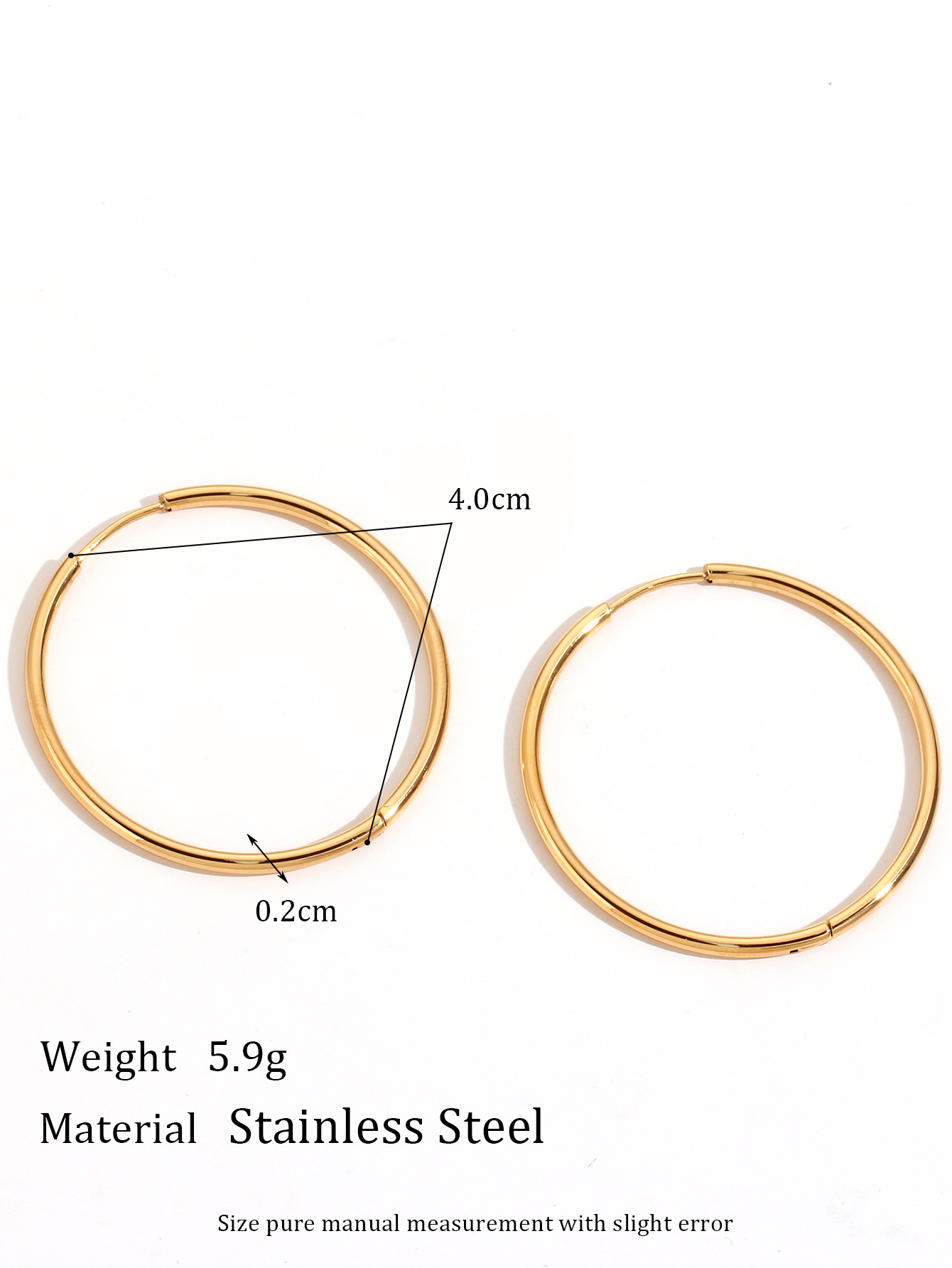 5:2mm wire diameter basic stainless steel ear ring-40mm