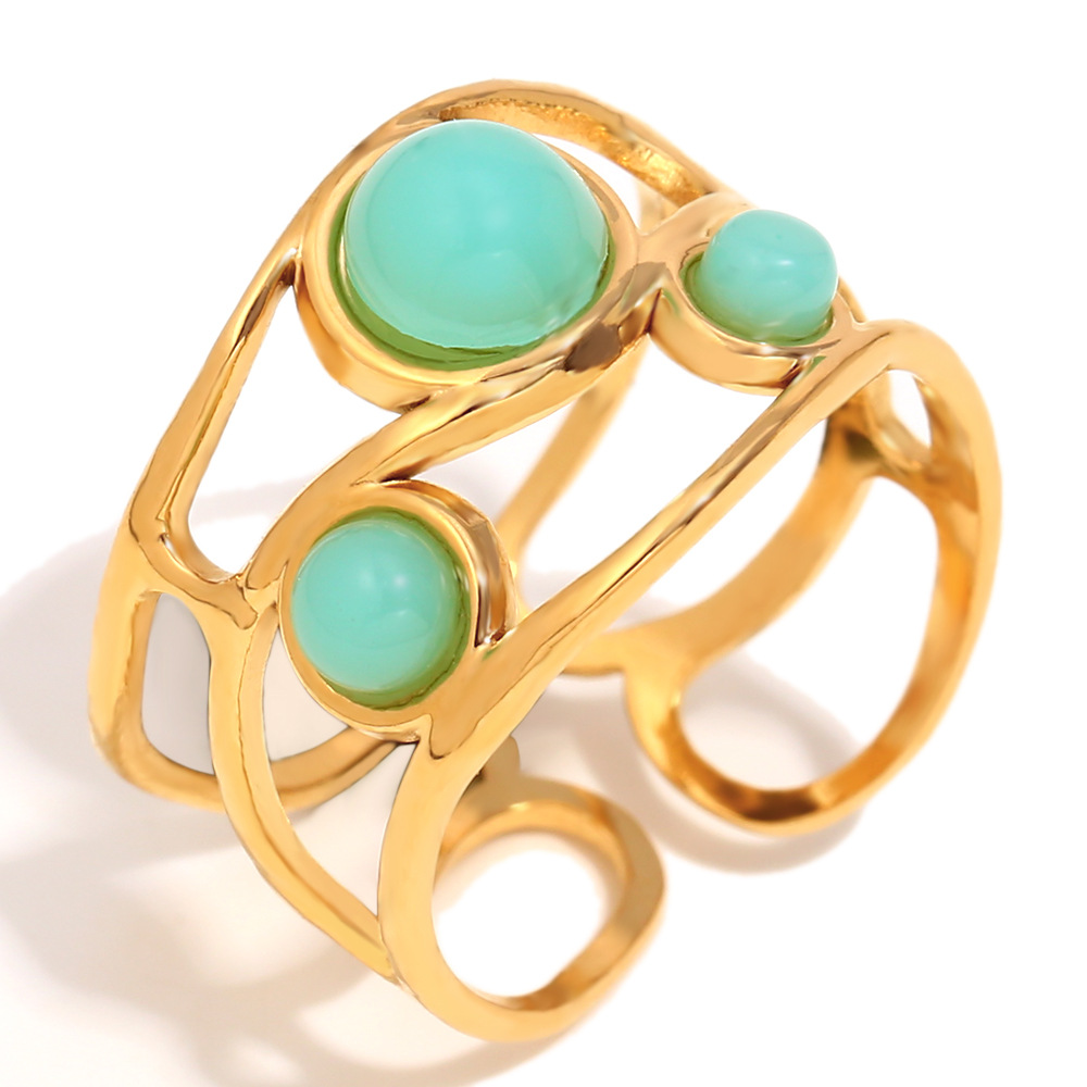 Emerald open ring-gold-light green