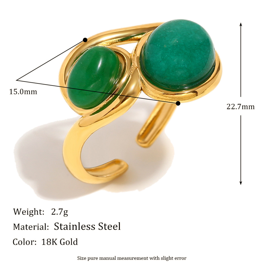 2 emerald open ring-gold