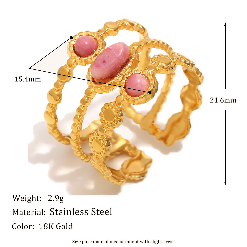 2:Ruby three-layer open ring-gold