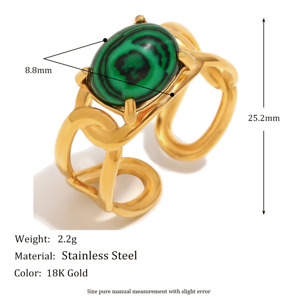 6:Malachite open ring-gold