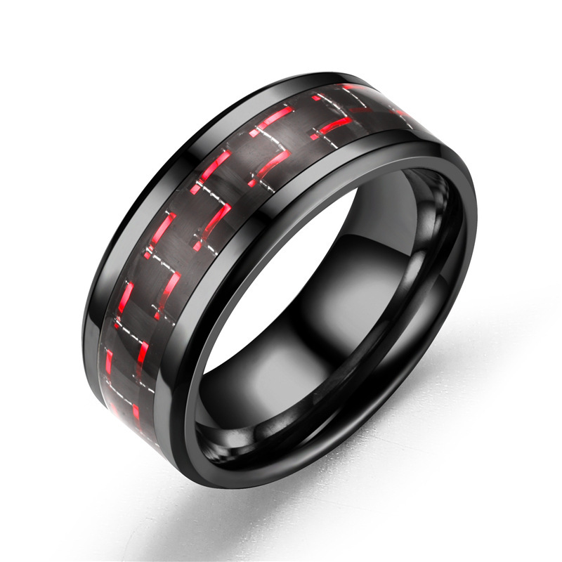 Red black gold carbon fiber ring US Size #13