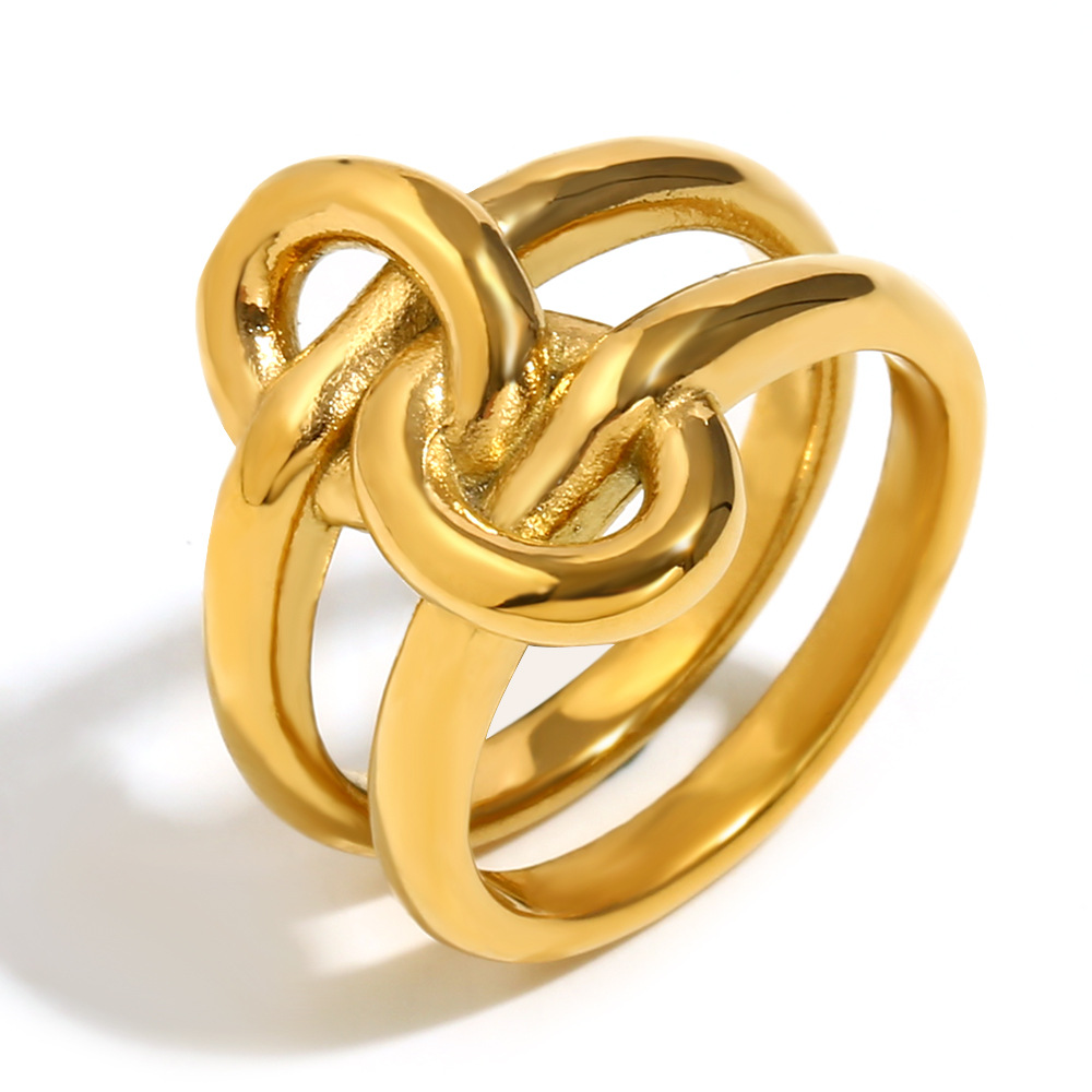 Knot double ring - Gold - size 8