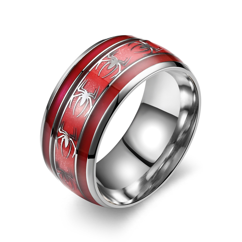 10mm red background spider ring US Size #6