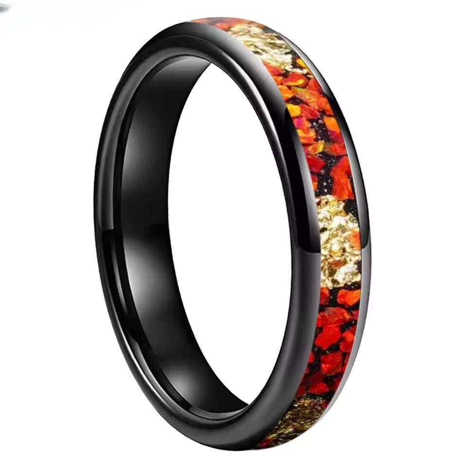 1:Women's 4mm maple leaf stainless steel ring