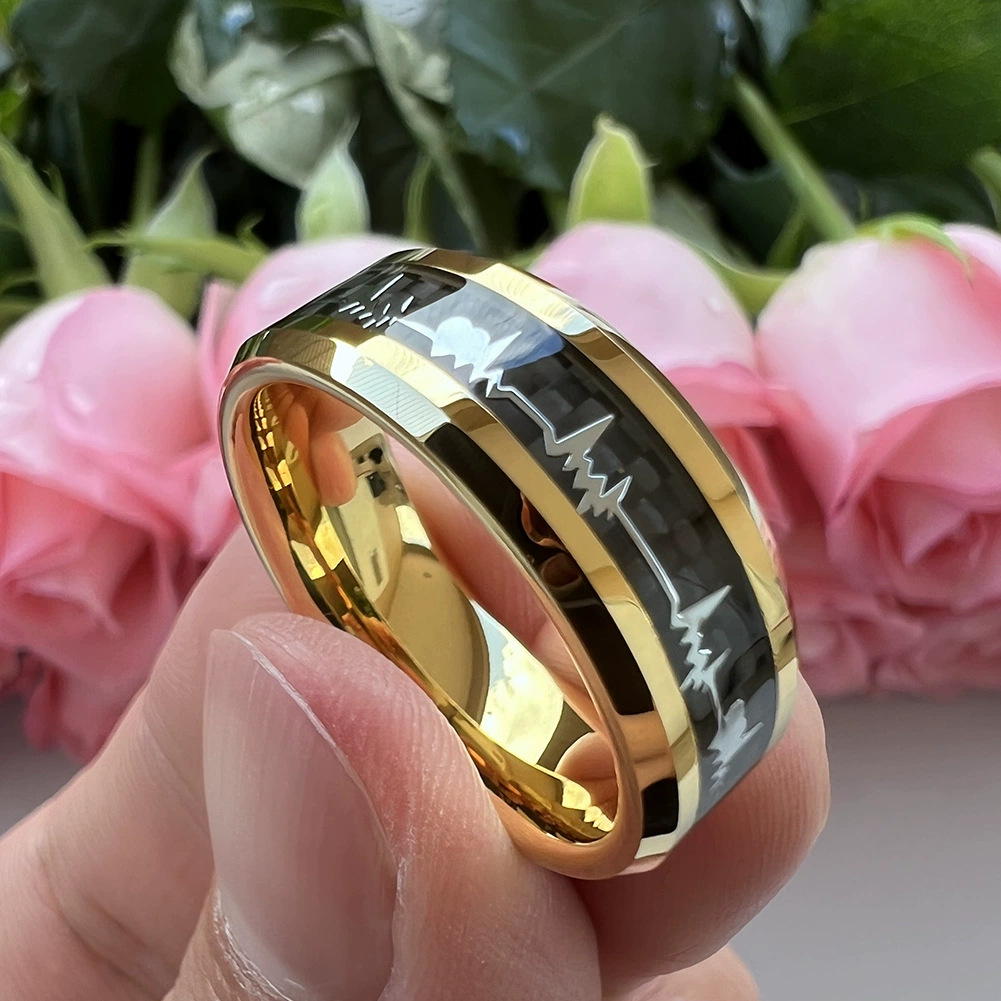 Gold black background silver heart carbon fiber el