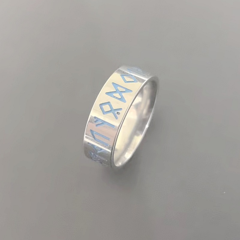 Silver blue lettering US Size #7