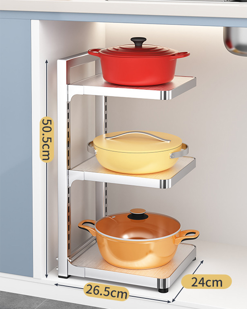 3-layer heightened stainless steel pot rack