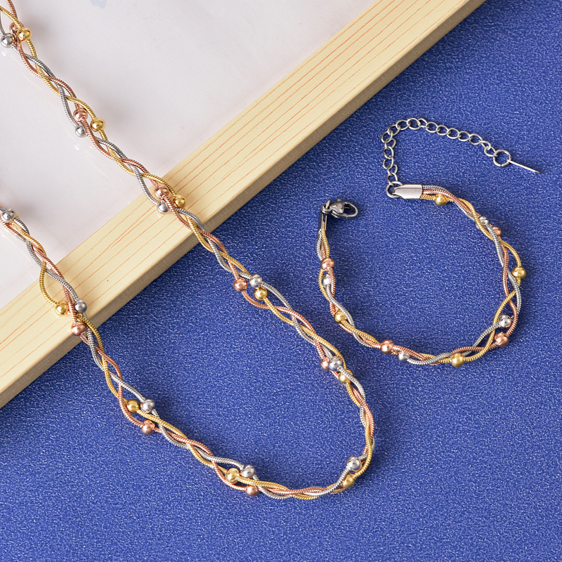 Three-color necklace + bracelet