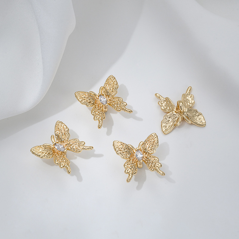 1:14K gold encrusted with zirconium butterfly beads 1
