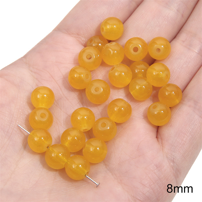 1:Glass transparent jelly beads 8mm aperture about 1mm yellow