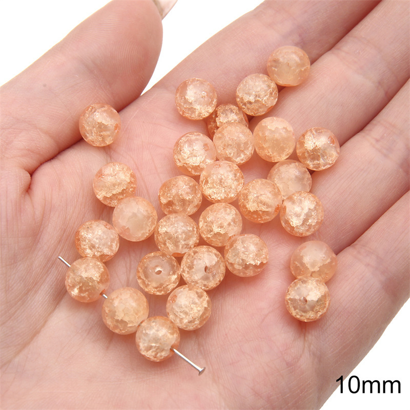 4:Transparent floral double-piece round bead 8mm aperture about 1mm apricot
